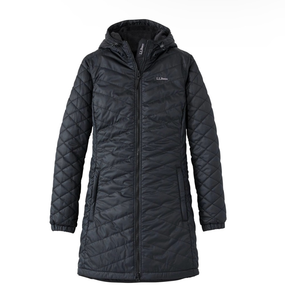 LL Bean Fleece Lined Primaloft Coat Black XS Reg